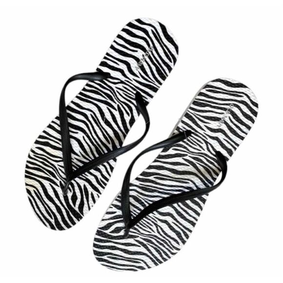 New Womens Old Navy Zebra Print Flip Flops Sandals - Sz 9/10 - Picture 1 of 1